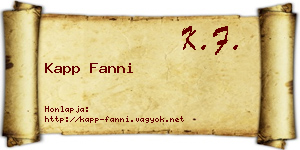 Kapp Fanni névjegykártya